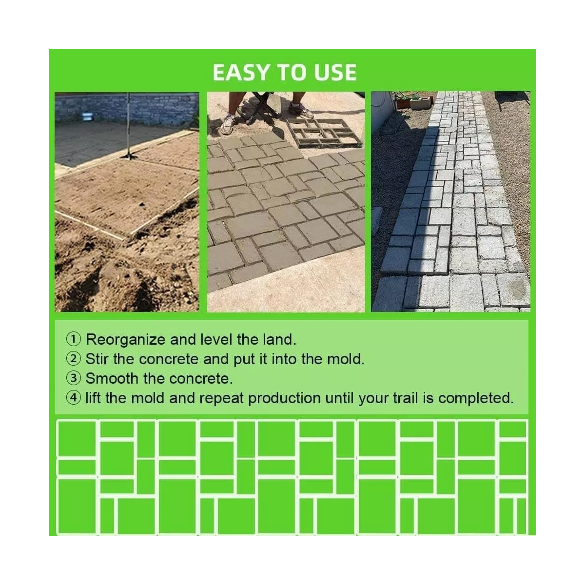 Molde Para Estampado De Concreto Tipo Piedra Estampar Piso