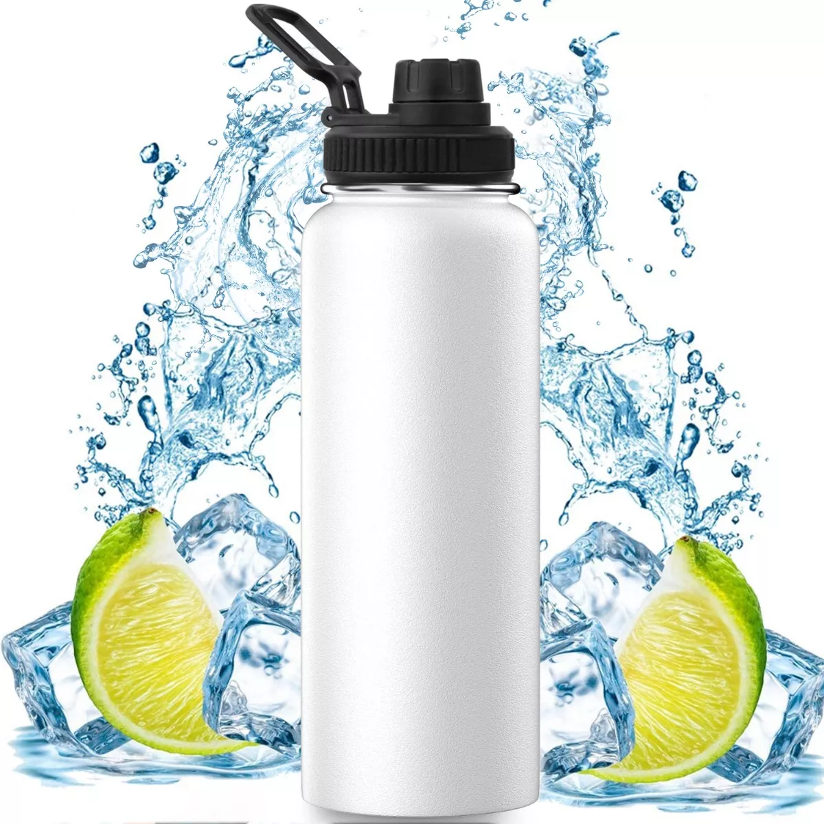 Botella De Agua Fría/caliente De Acero Inoxidable De 1.2 L Blanco