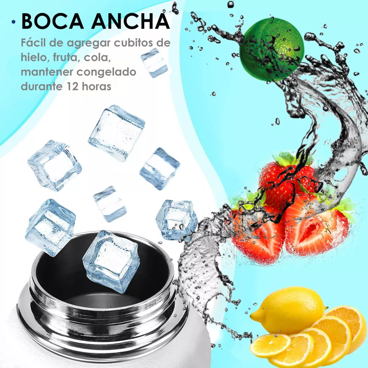 Botella De Agua Fría/caliente De Acero Inoxidable De 1.2 L Blanco