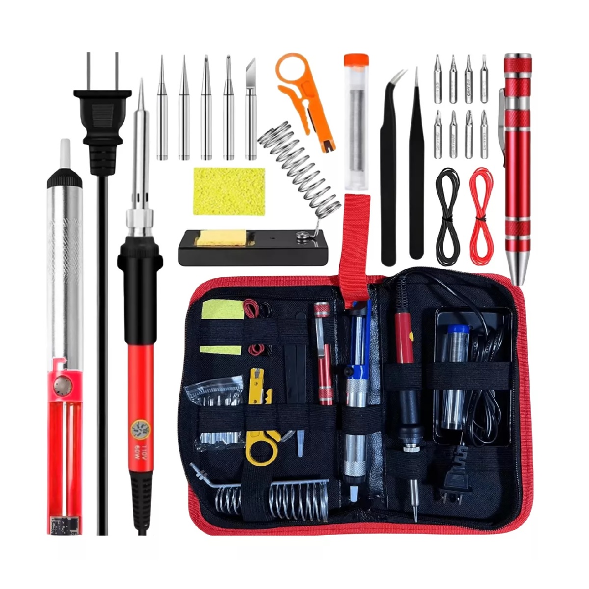 Kit De Soldador Eléctrico De Temperatura Regulable Rojo