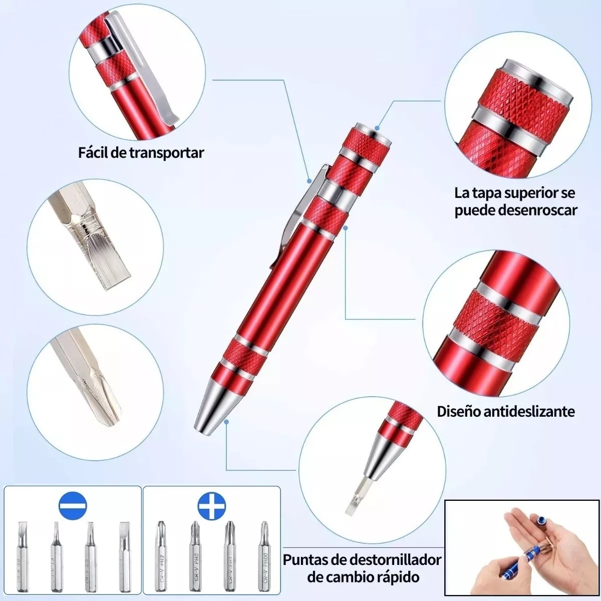 Kit De Soldador Eléctrico De Temperatura Regulable Rojo