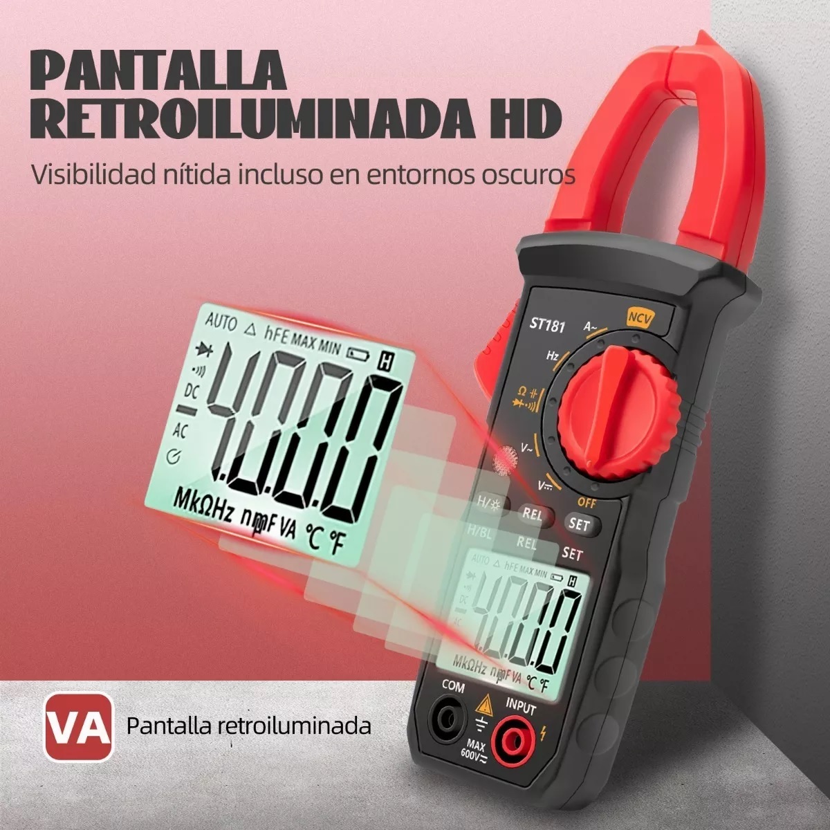 Pinza Amperimétrica Digital Multímetro 4000 Cuentas