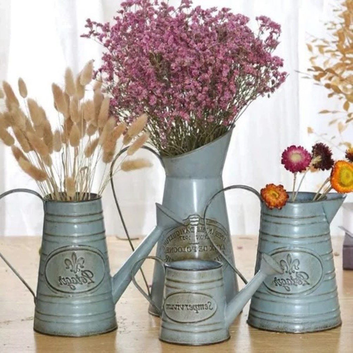 Decoración De Jarrón Rústic Alto Galvanizado azul