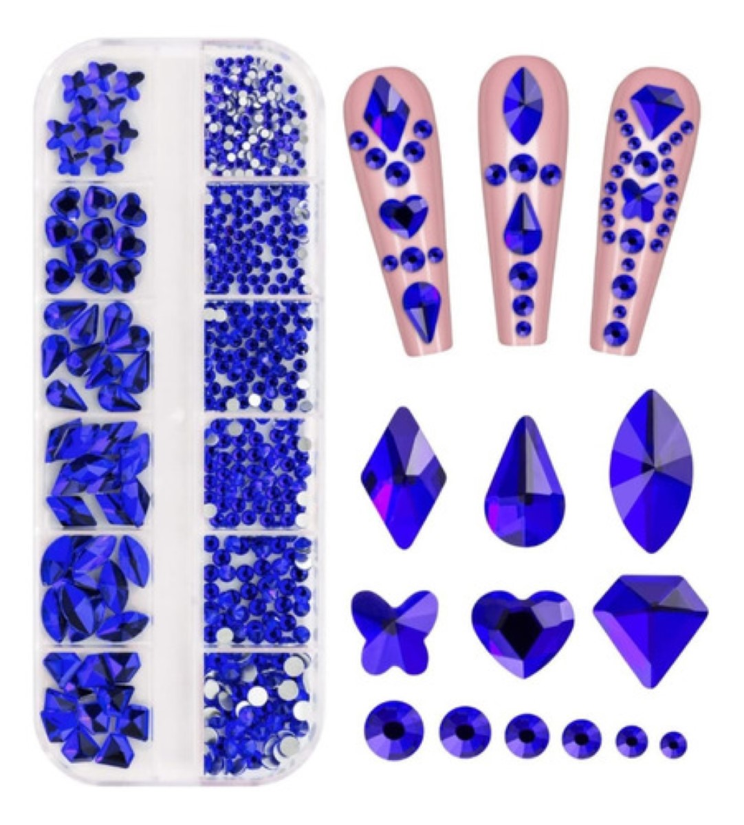 Piedras, Cristales De Calidad Para Uñas Azul