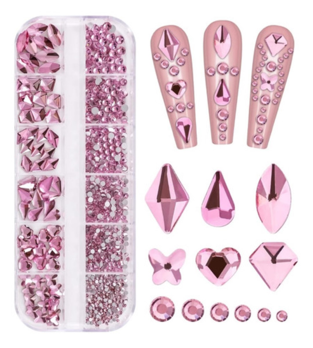 Piedras, Cristales De Calidad Para Uñas rosa Claro