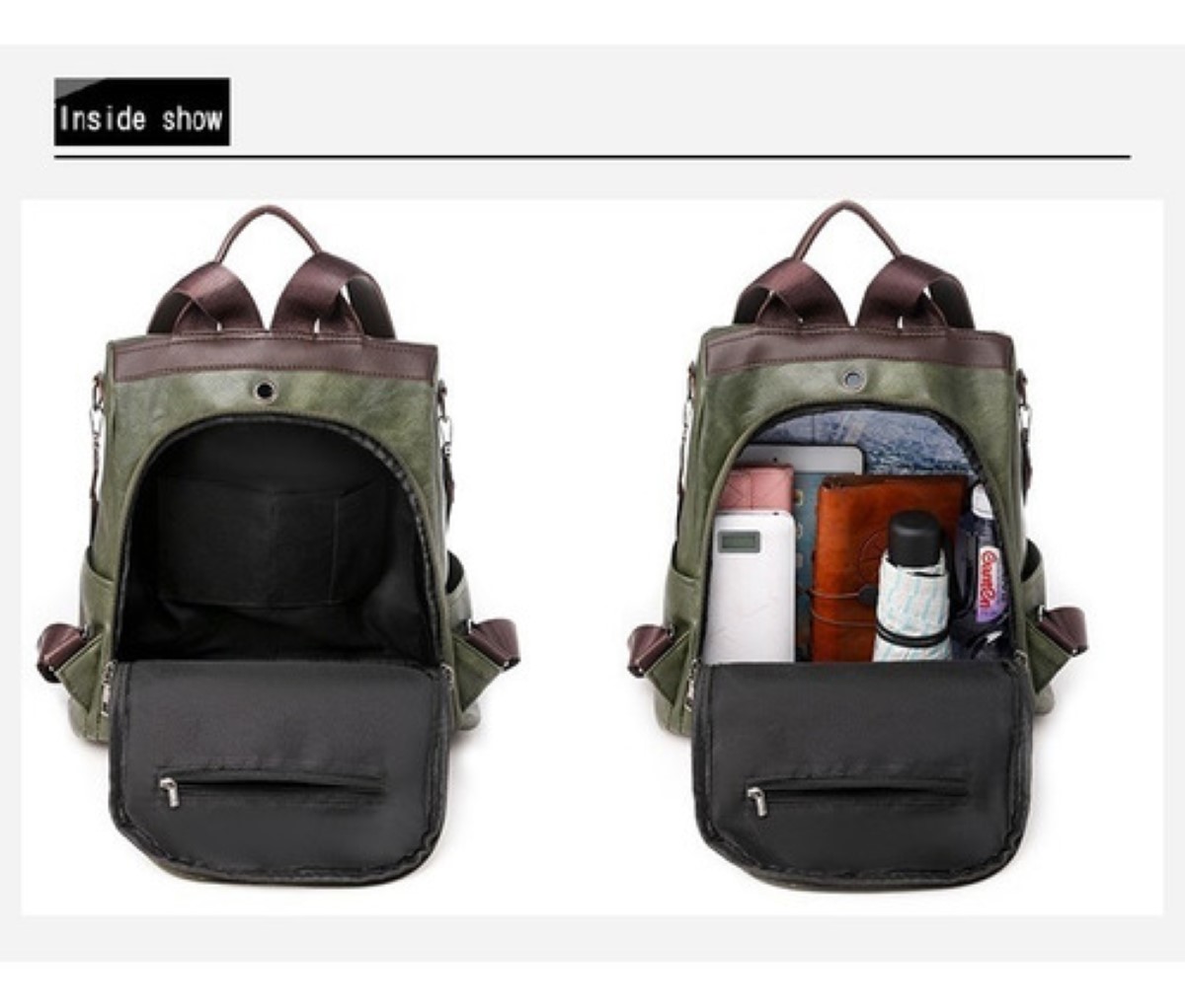 Mochila Mujer, Mochila Antirrobo Bolsos Mochila Mujer Piel Verde