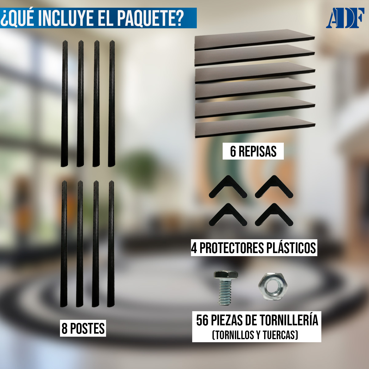 ADF Estante Anaquel Metálico con 6 Repisas Ajustable 190x84x45cm Organizador Color Negro, Carga 360Kg