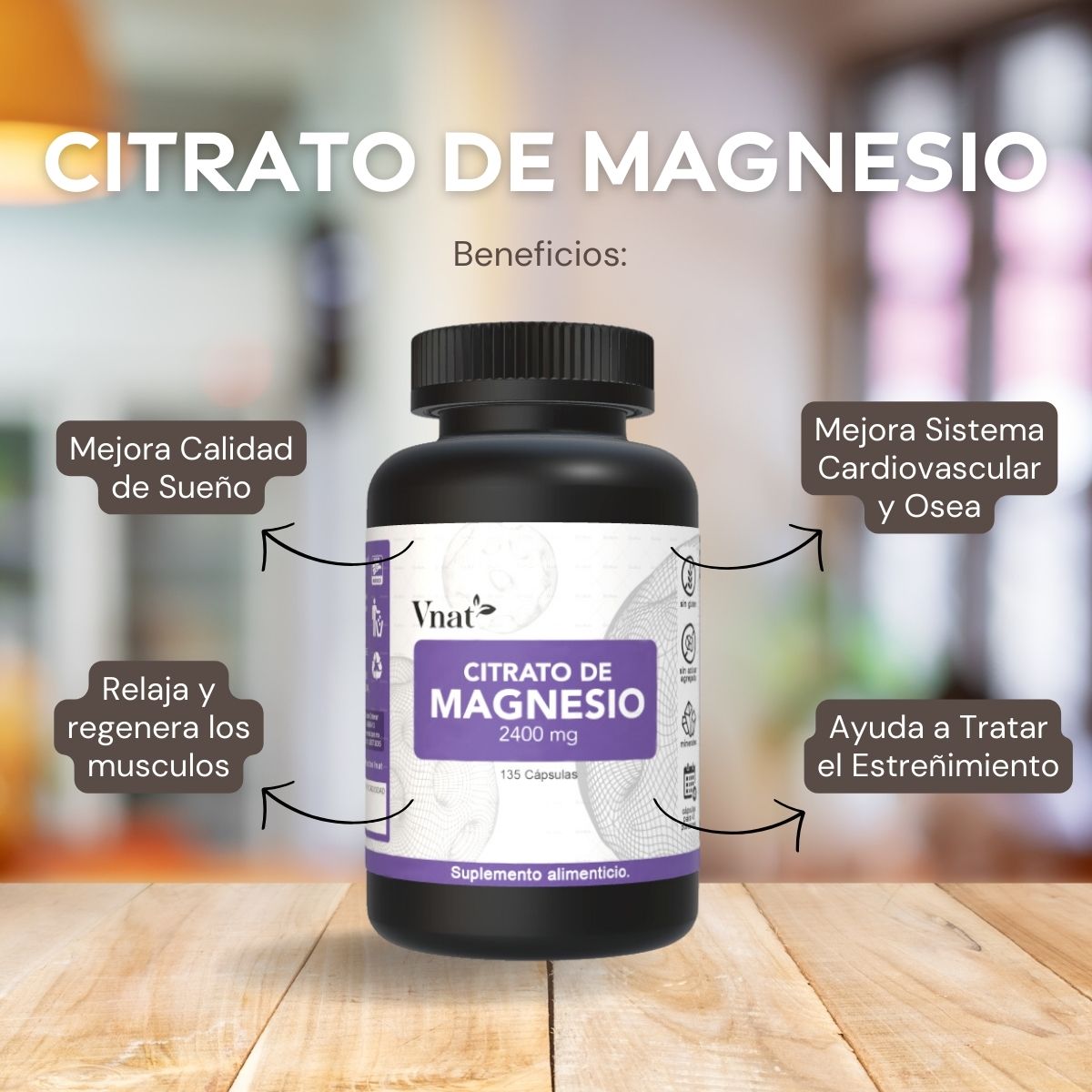 Citrato de Magnesio 2400mg VNAT 135 caps Magnesium Citrate
