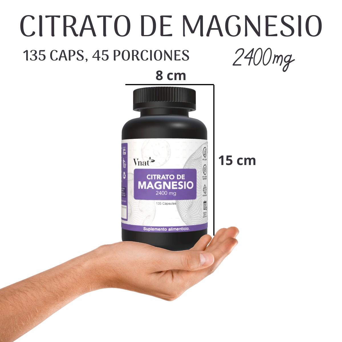 Citrato de Magnesio 2400mg VNAT 135 caps Magnesium Citrate