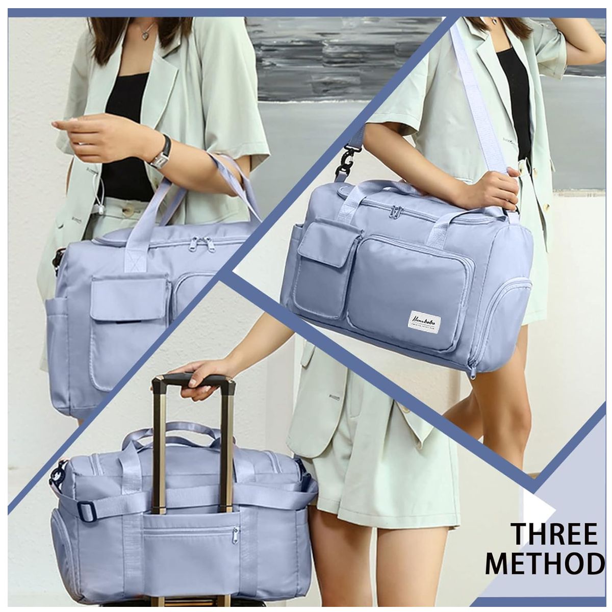 Maleta de Viaje Impermeable Con Espacio Para Zapatos Azul.