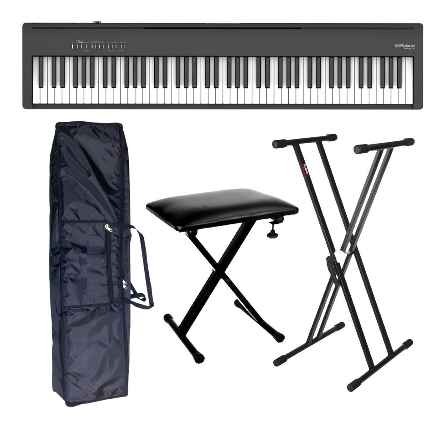 Roland Fp-30x-bk Piano Digital 88 Teclas Funda Base Y Banco.