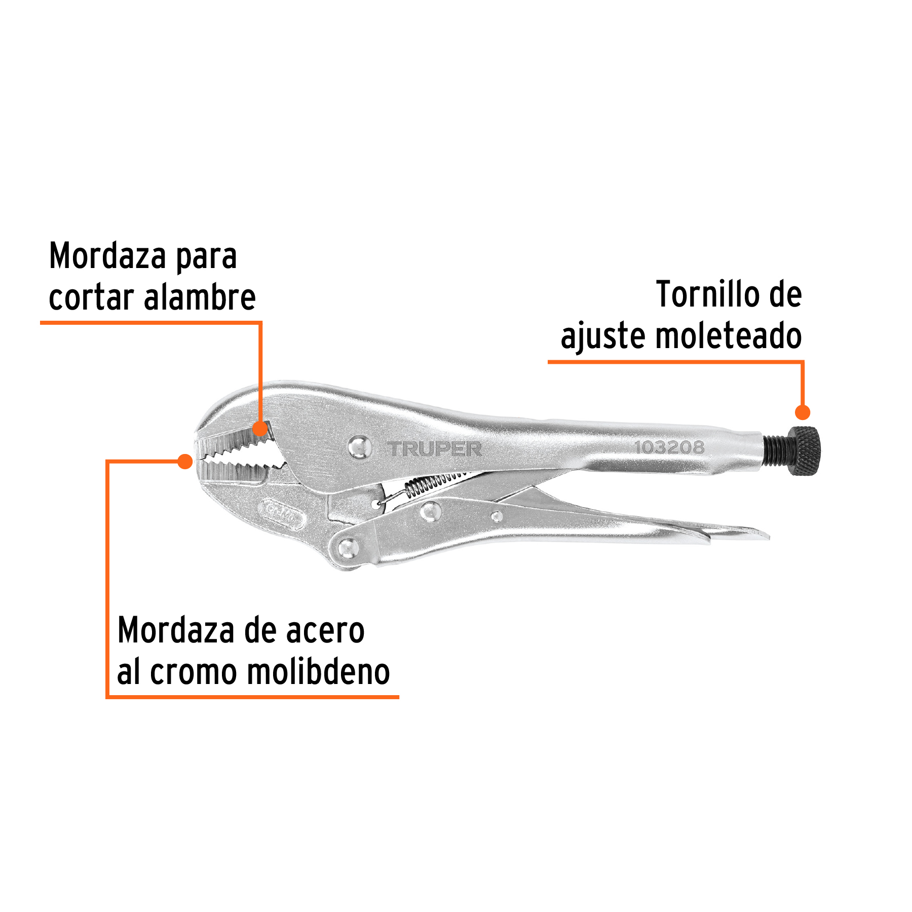 PINZA DE PRESIÓN 10" MORDAZA RECTA, TIPO JAPONÉS, TRUPER 103208