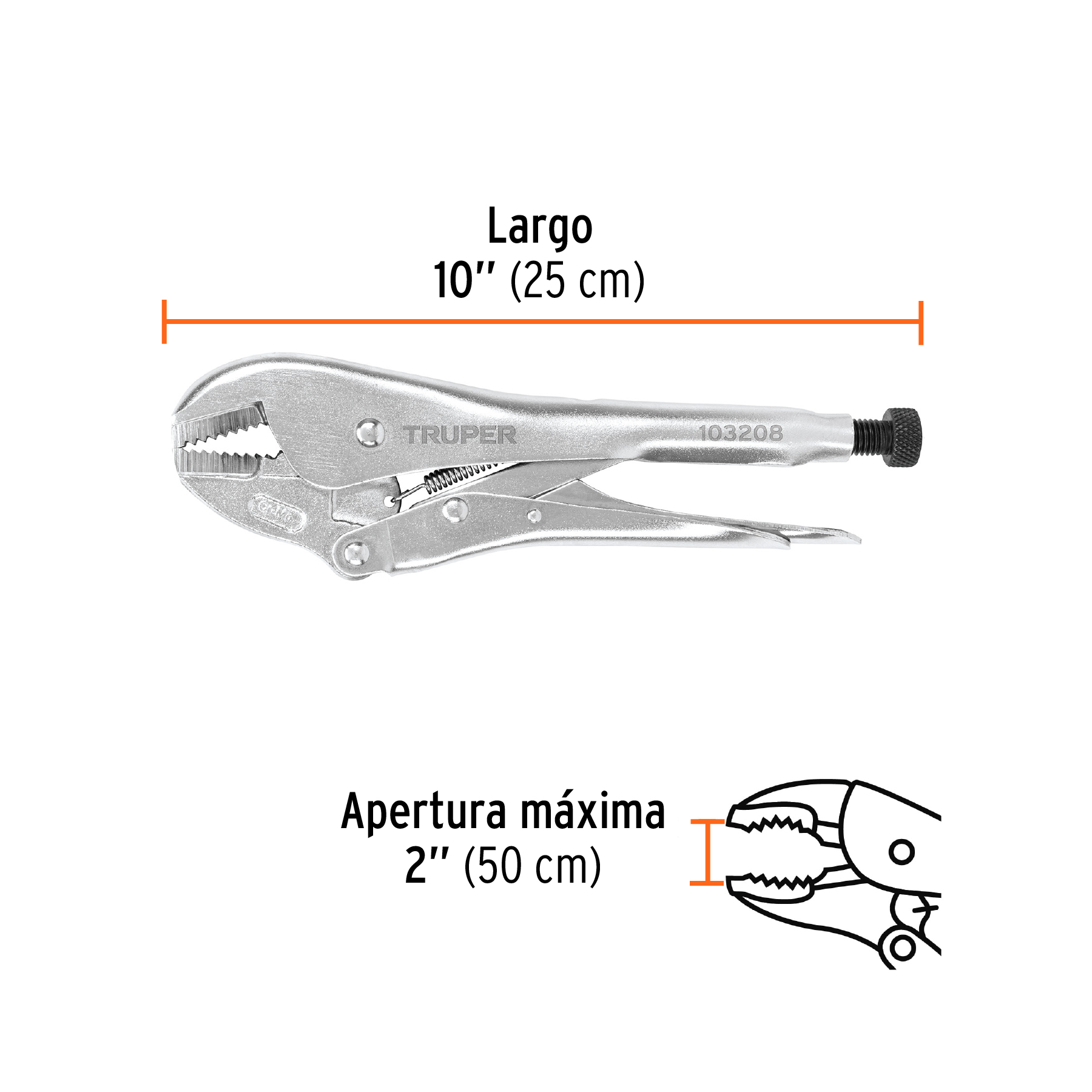 PINZA DE PRESIÓN 10" MORDAZA RECTA, TIPO JAPONÉS, TRUPER 103208