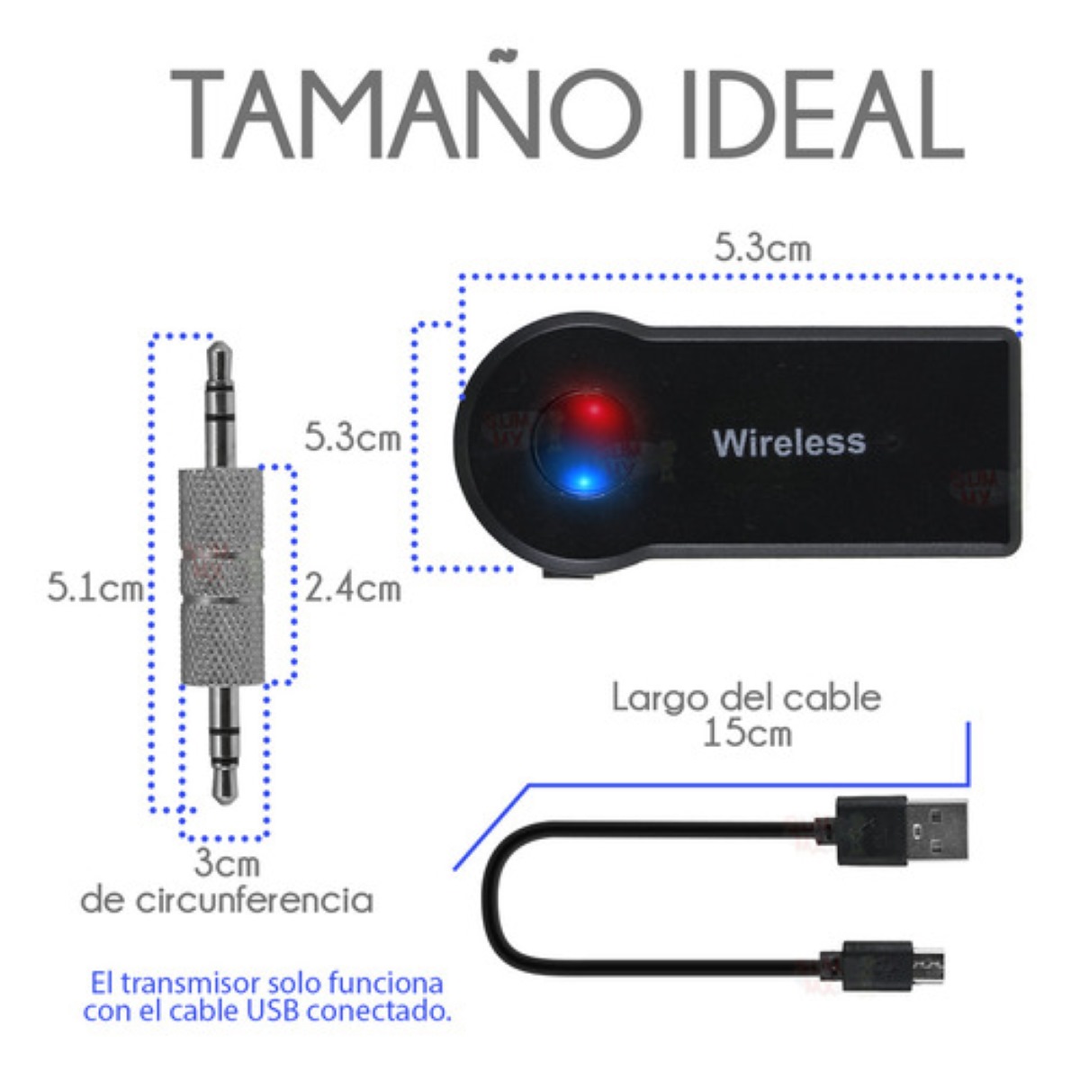 Receptor Bluetooth 3.5mm Slim Company Para Auto Manos Libres Música