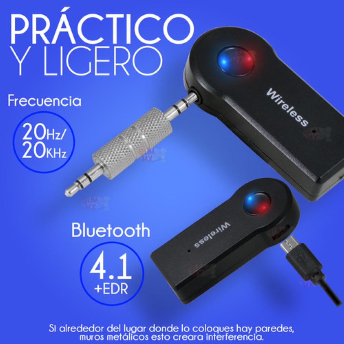 Receptor Bluetooth 3.5mm Slim Company Para Auto Manos Libres Música