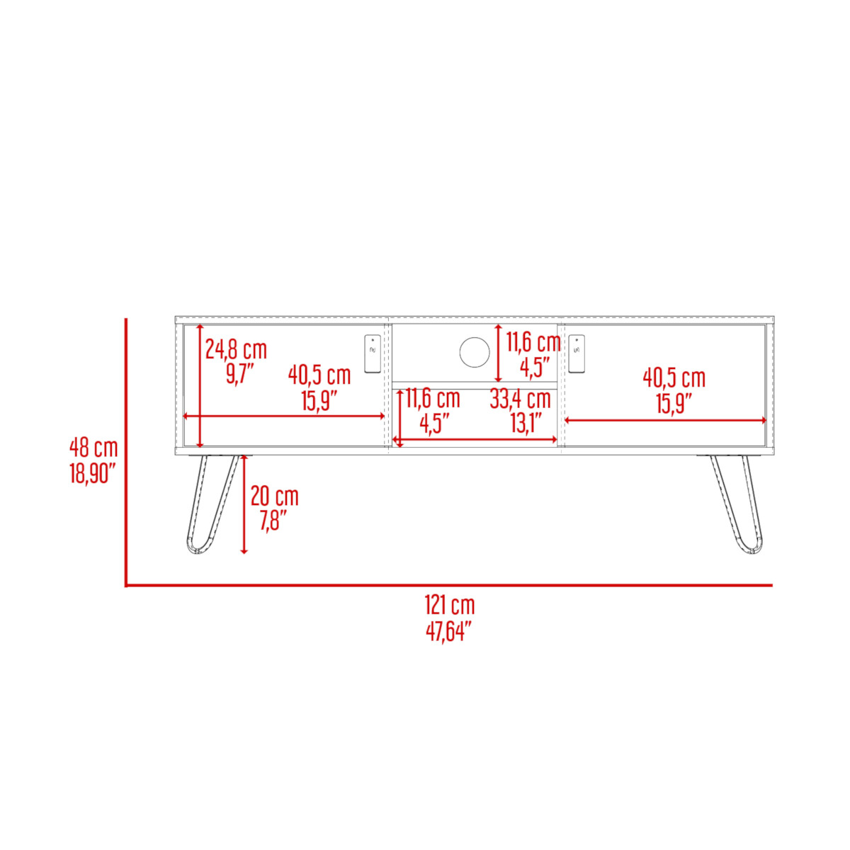 MUEBLE RACK DE TV PARA PANTALLA DE 50" CON ESTANTES Y PUERTAS MODELO HUNA COLOR BEIGE