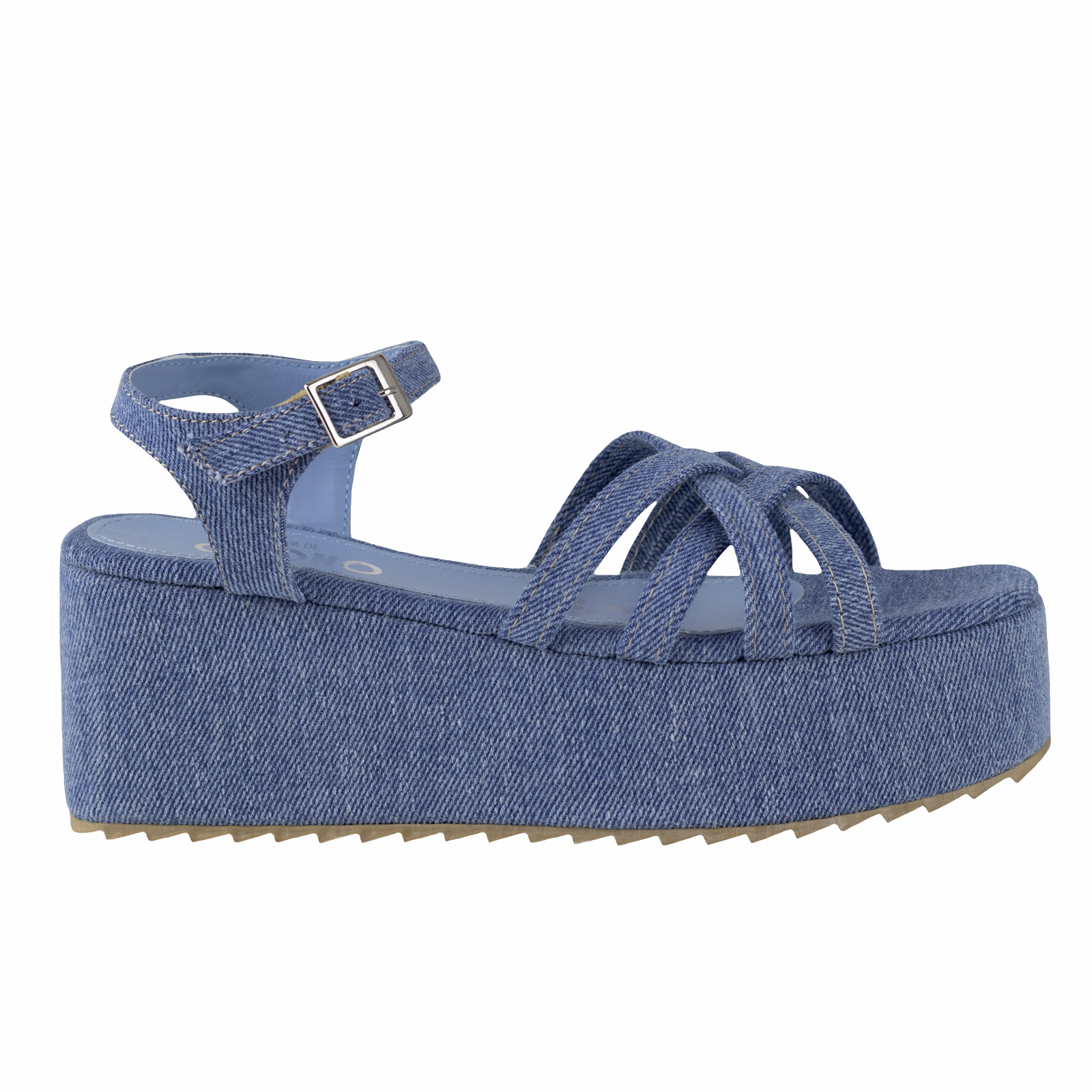 Sandalia De Plataforma Capa De Ozono 631004 Azul Mezclilla Para Mujer.