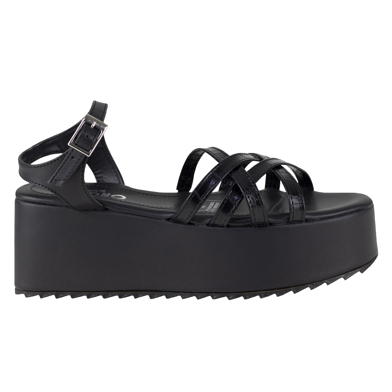 Sandalia De Plataforma Capa De Ozono 631004 Negro Para Mujer.