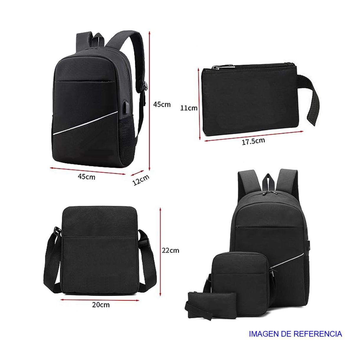Kit Mochila Escolar Con Compartimento Para Laptop Gris.