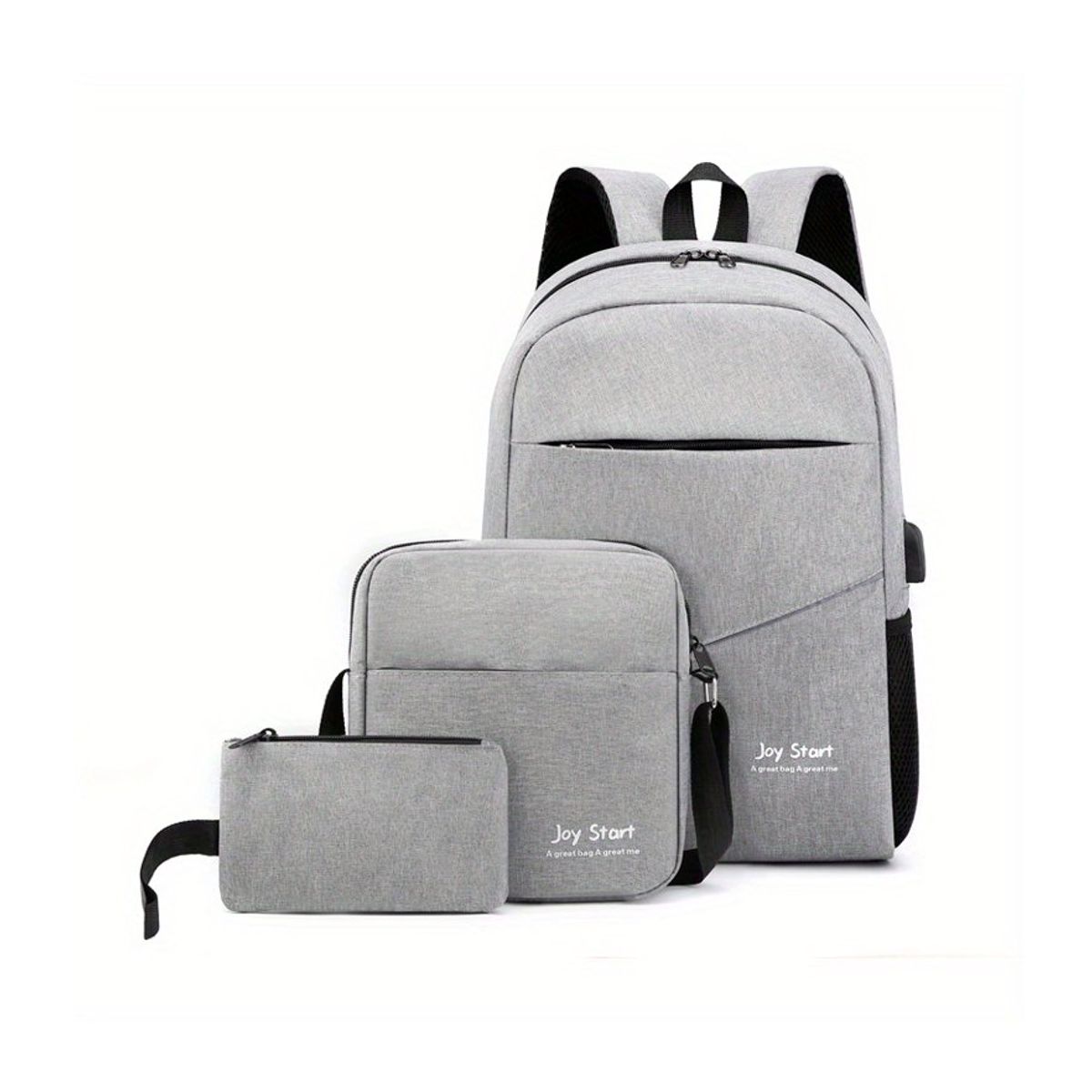 Kit Mochila Escolar Con Compartimento Para Laptop Gris.