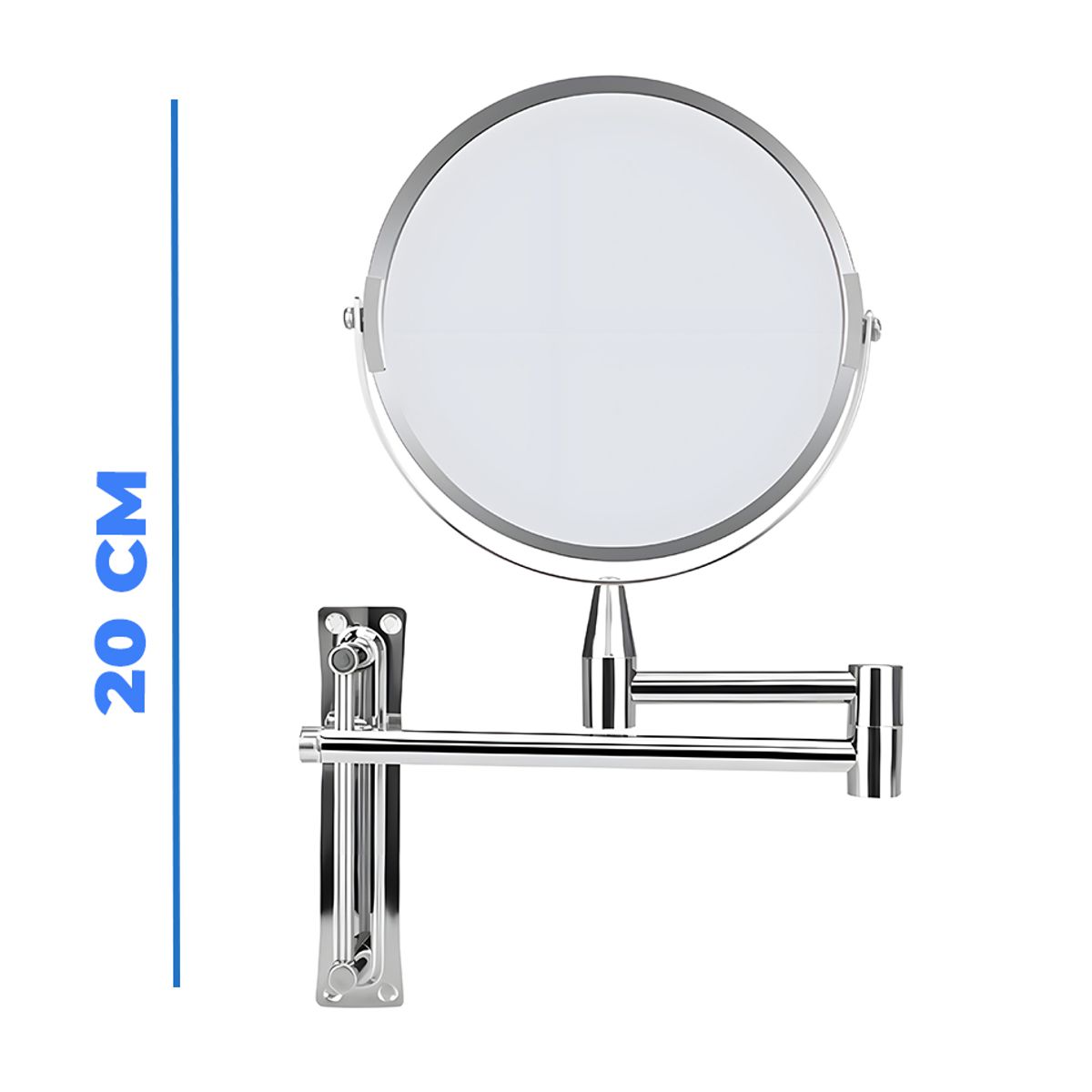 Espejo de Tocador Doble Cara Montaje en Pared Plateado.