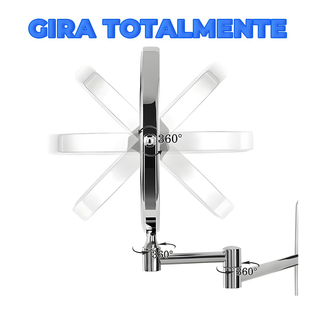 Espejo de Tocador Doble Cara Montaje en Pared Plateado.