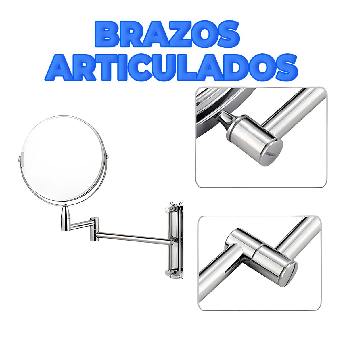 Espejo de Tocador Doble Cara Montaje en Pared Plateado.