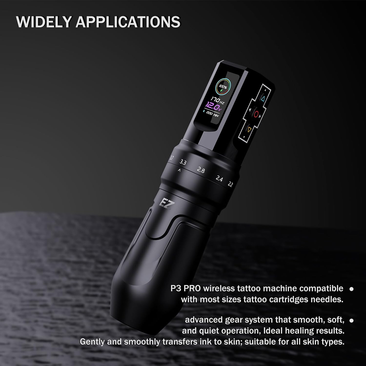 EZ P3 PRO Pen Inalámbrica para tatuar con 2 baterías, stroke ajustable. Ideal para tatuajes y micropigmentación. 