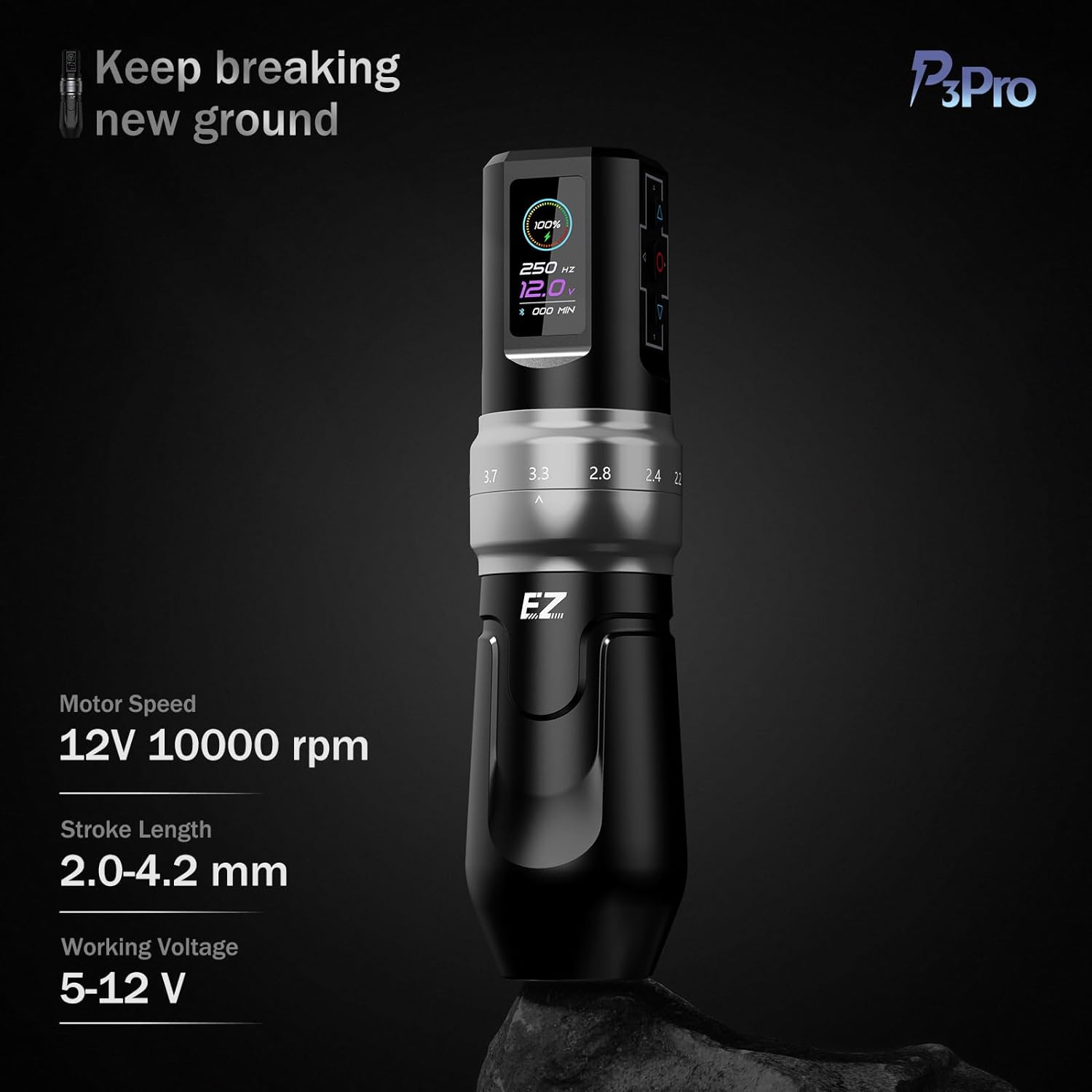 EZ P3 PRO Pen Inalámbrica para tatuar con 2 baterías, stroke ajustable. Ideal para tatuajes y micropigmentación. 