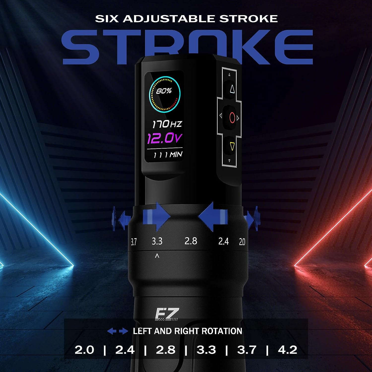 EZ P3 PRO Pen Inalámbrica para tatuar con 2 baterías, stroke ajustable. Ideal para tatuajes y micropigmentación. 