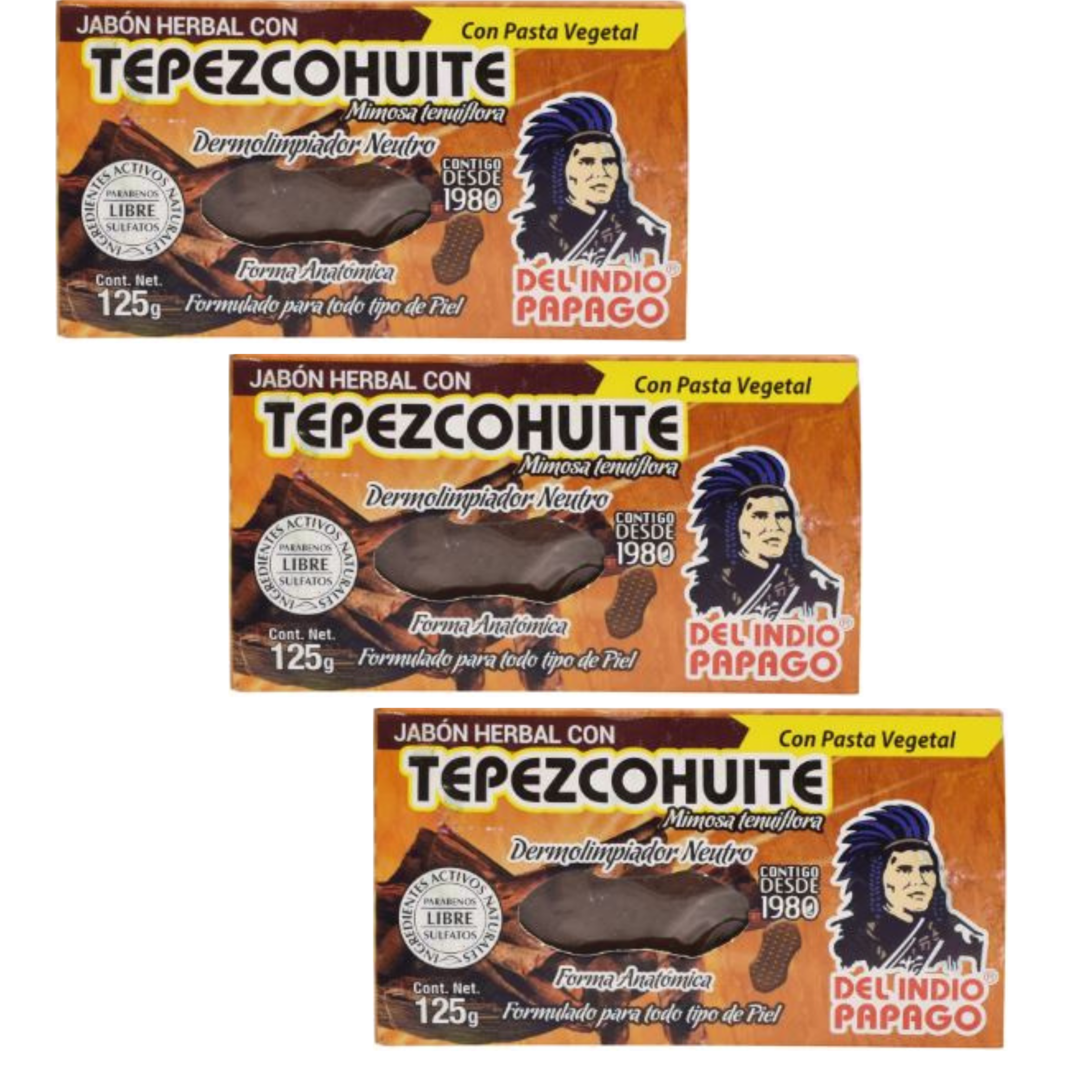 Jabón de Tepezcohuite pack 3 orgánico 100% Natural Acné, corporal 