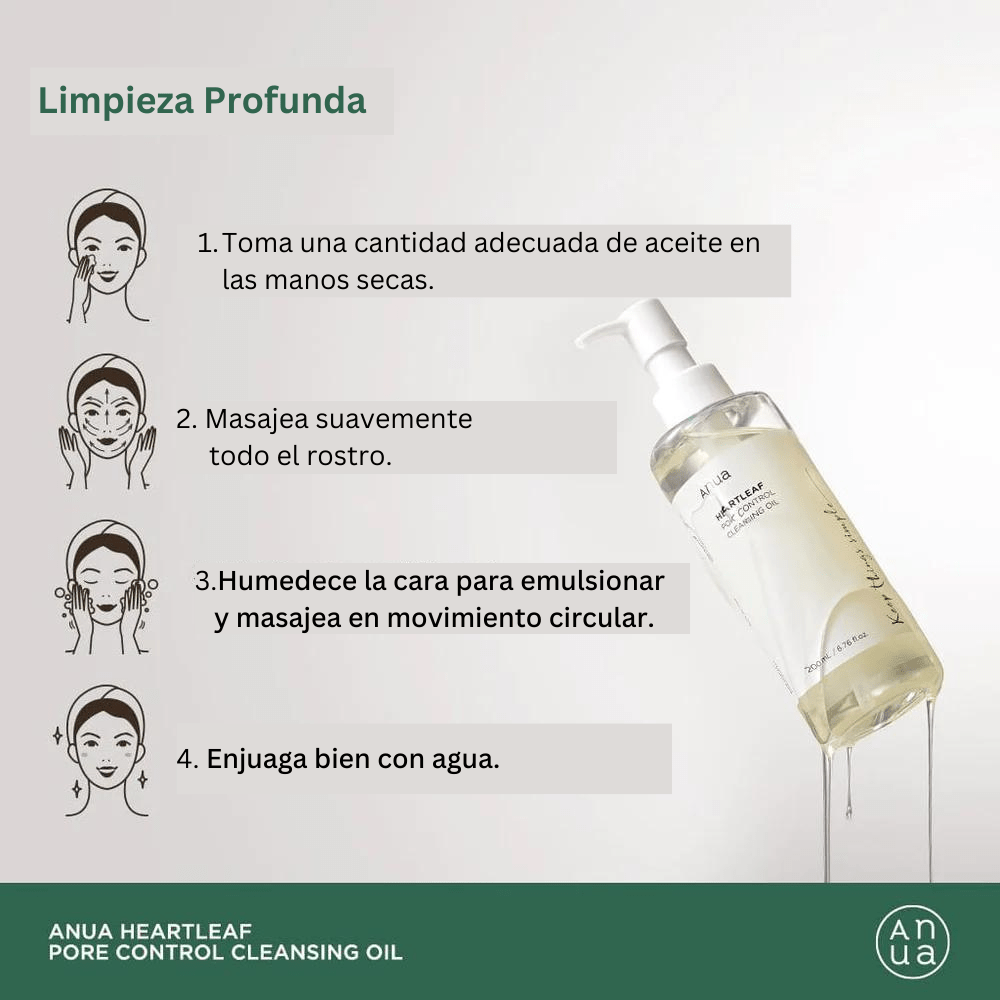 ANUA HEARTLEAF PORE CONTROL CLEANSING OIL 200 ml | Limpiador par control de grasa de poros
