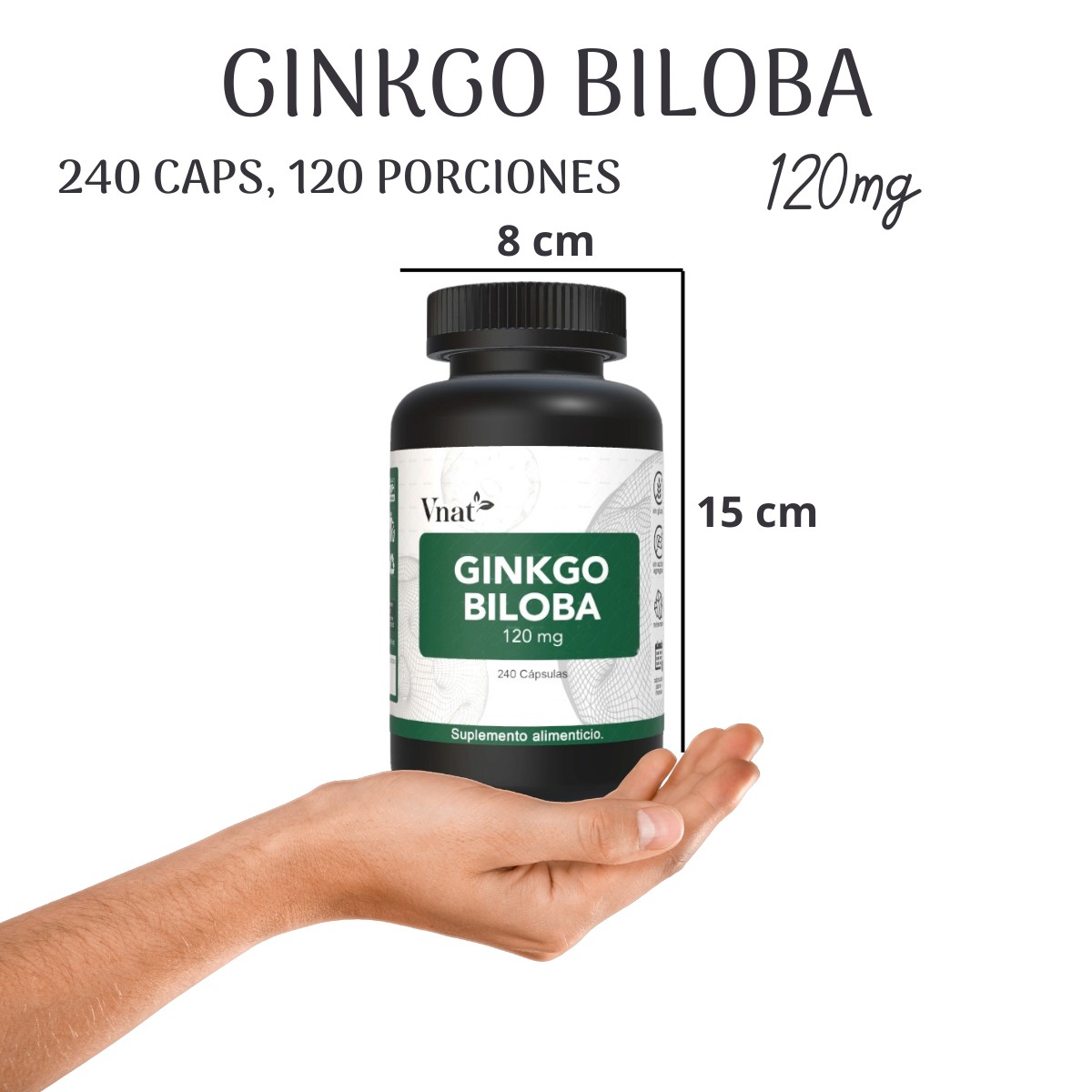 Ginkgo Biloba 120mg VNAT 120 caps Ayuda Memoria, Reduce Fatiga