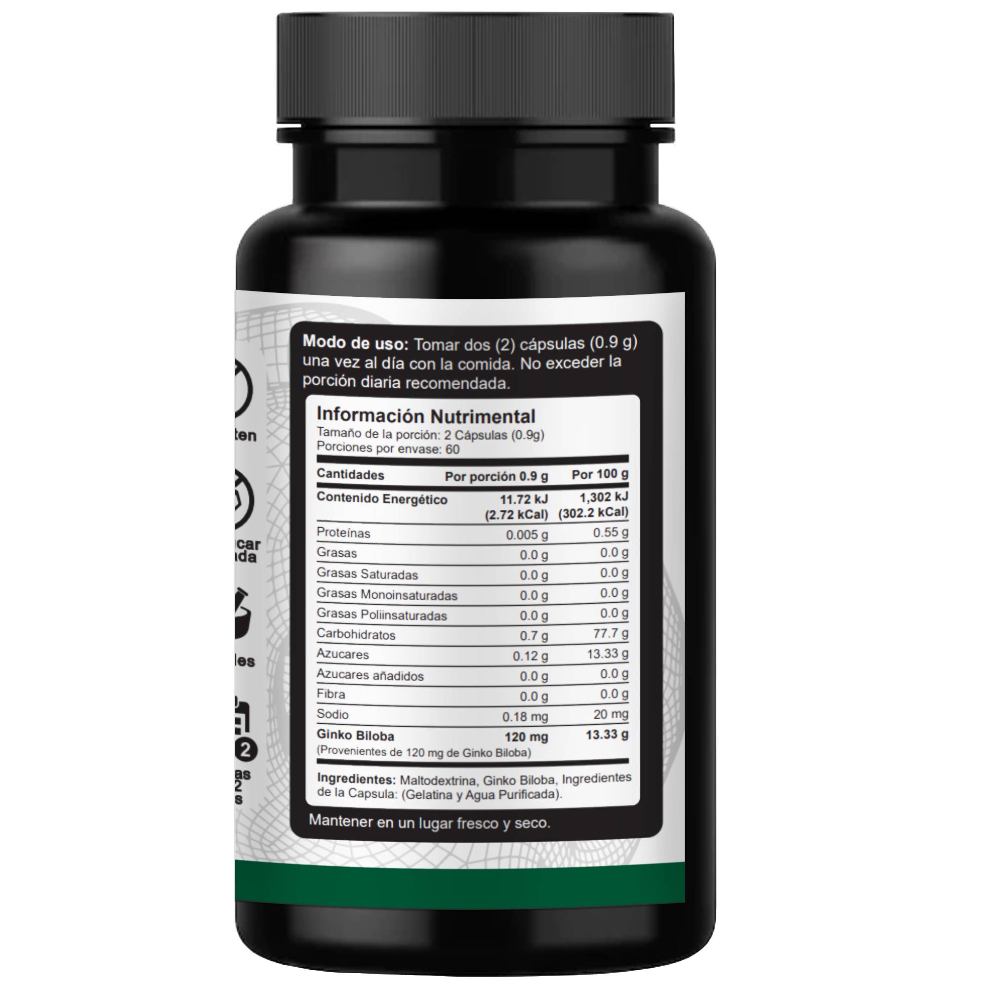 Ginkgo Biloba 120mg VNAT 120 caps Ayuda Memoria, Reduce Fatiga