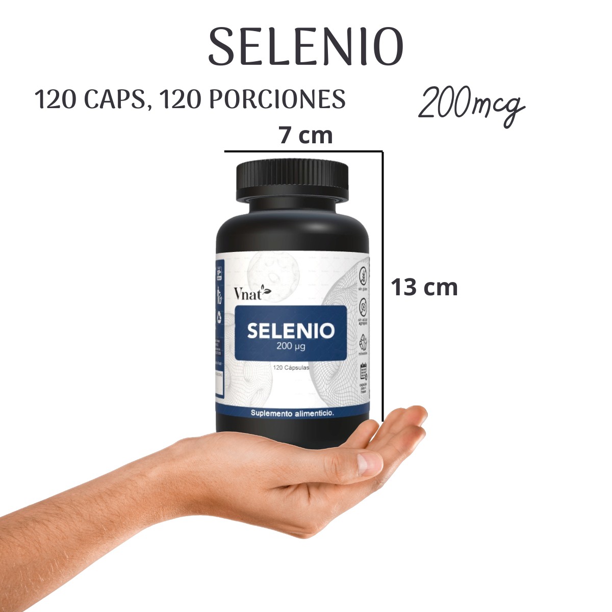 Selenio 200mg VNAT 120 caps. Antioxidante, Anticancerígeno Selenium 