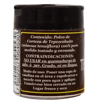 Tepezcohuite Polvo de Cortezas Selectas 100% Natural Orgánico, cutis, acné, piel  