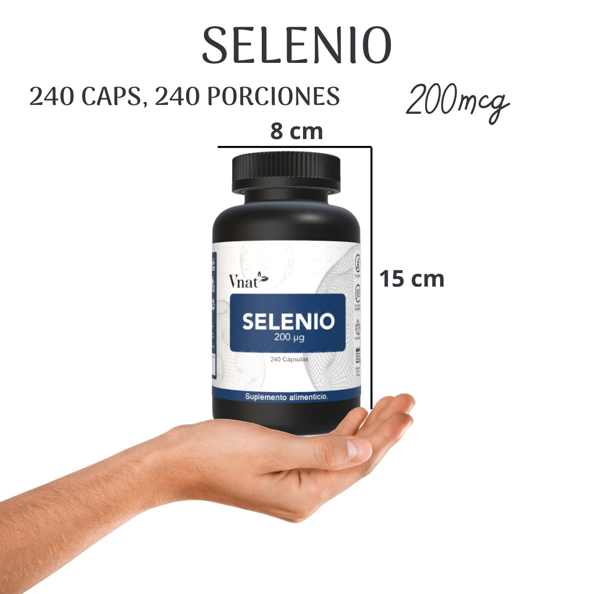 Selenio 200mg VNAT 240 caps. Antioxidante, Anticancerígeno Selenium 