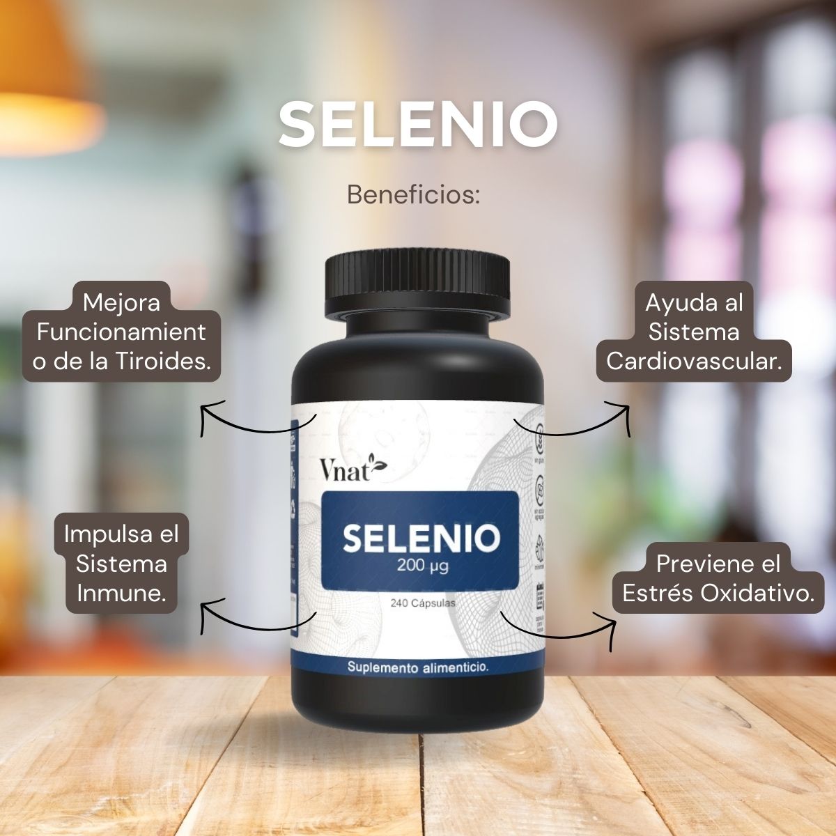 Selenio 200mg VNAT 240 caps. Antioxidante, Anticancerígeno Selenium 
