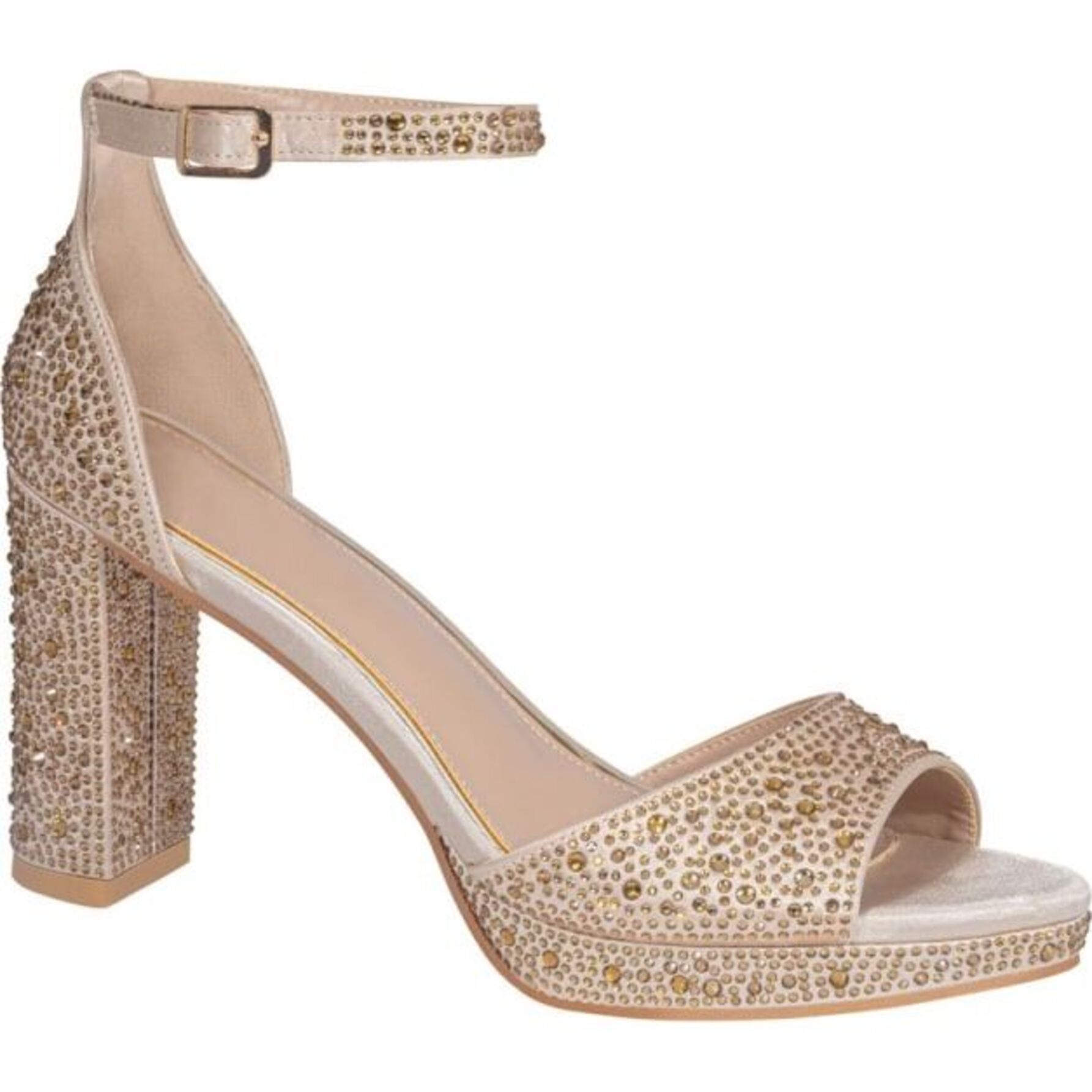 Sandalia para mujer color dorado de tacon y pedreria 1112479