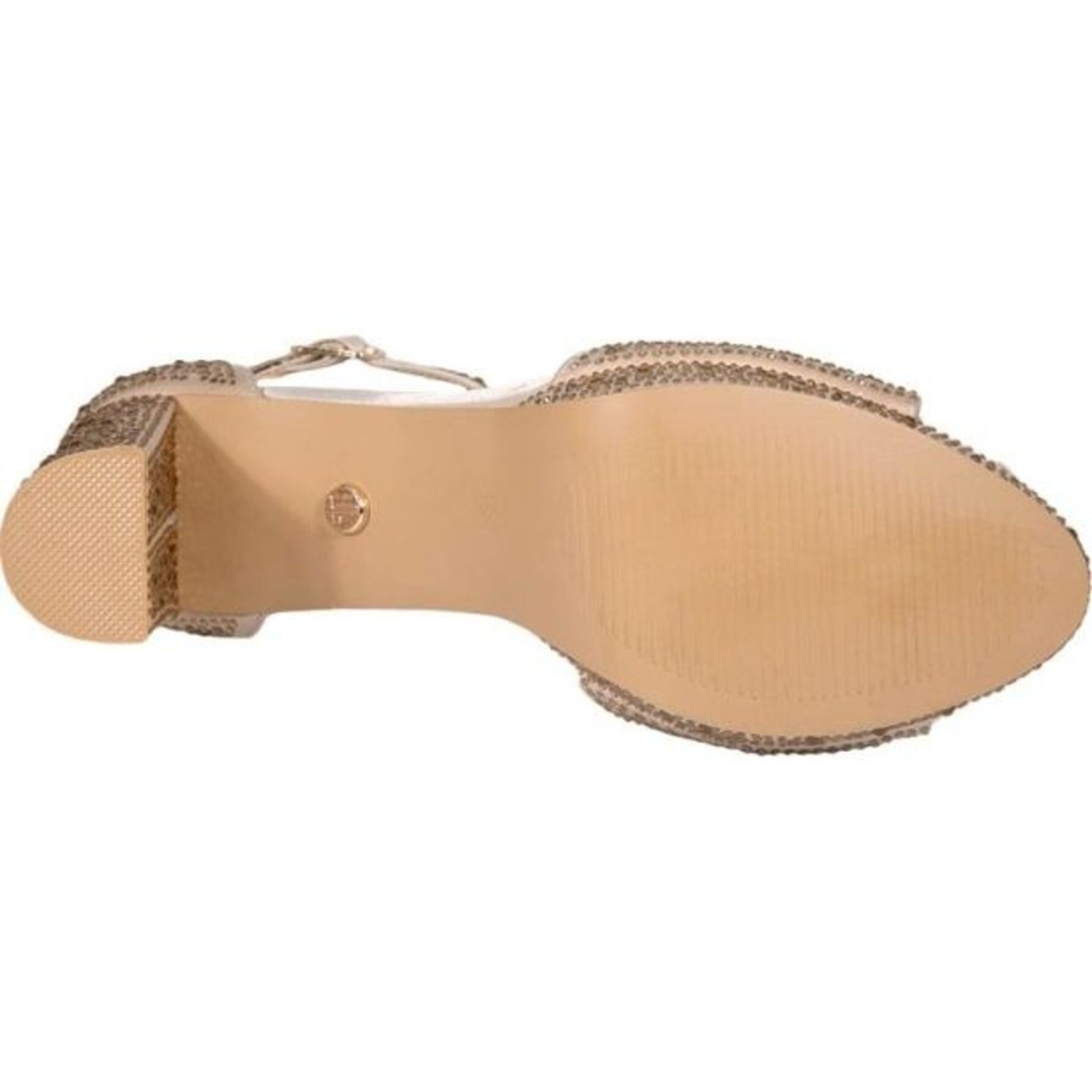 Sandalia para mujer color dorado de tacon y pedreria 1112479