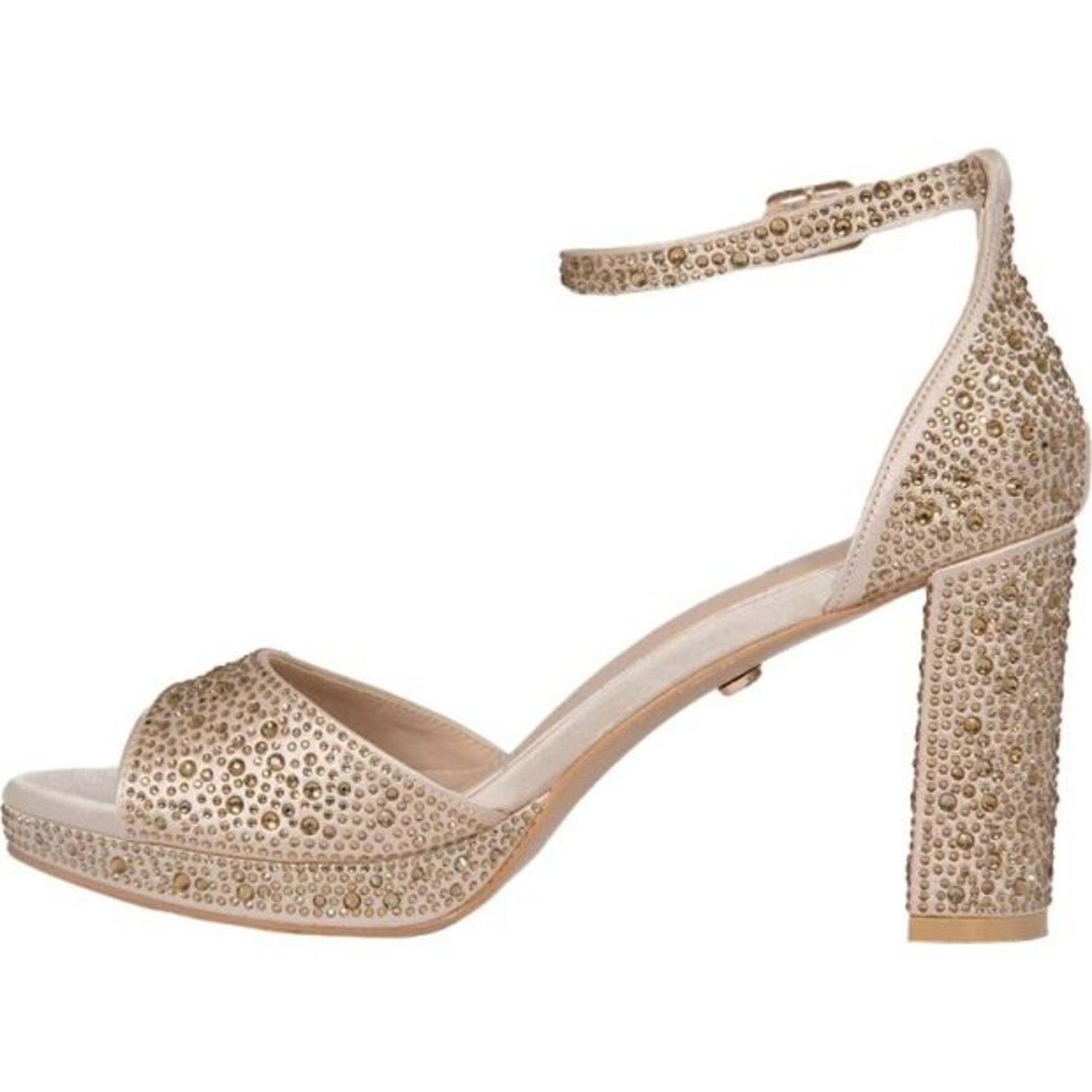 Sandalia para mujer color dorado de tacon y pedreria 1112479