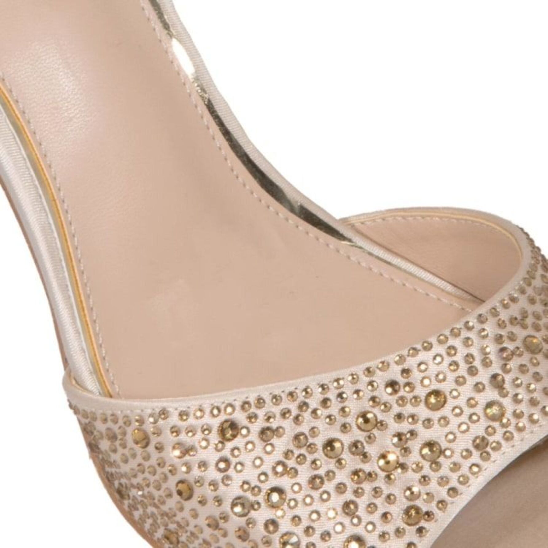 Sandalia para mujer color dorado de tacon y pedreria 1112479