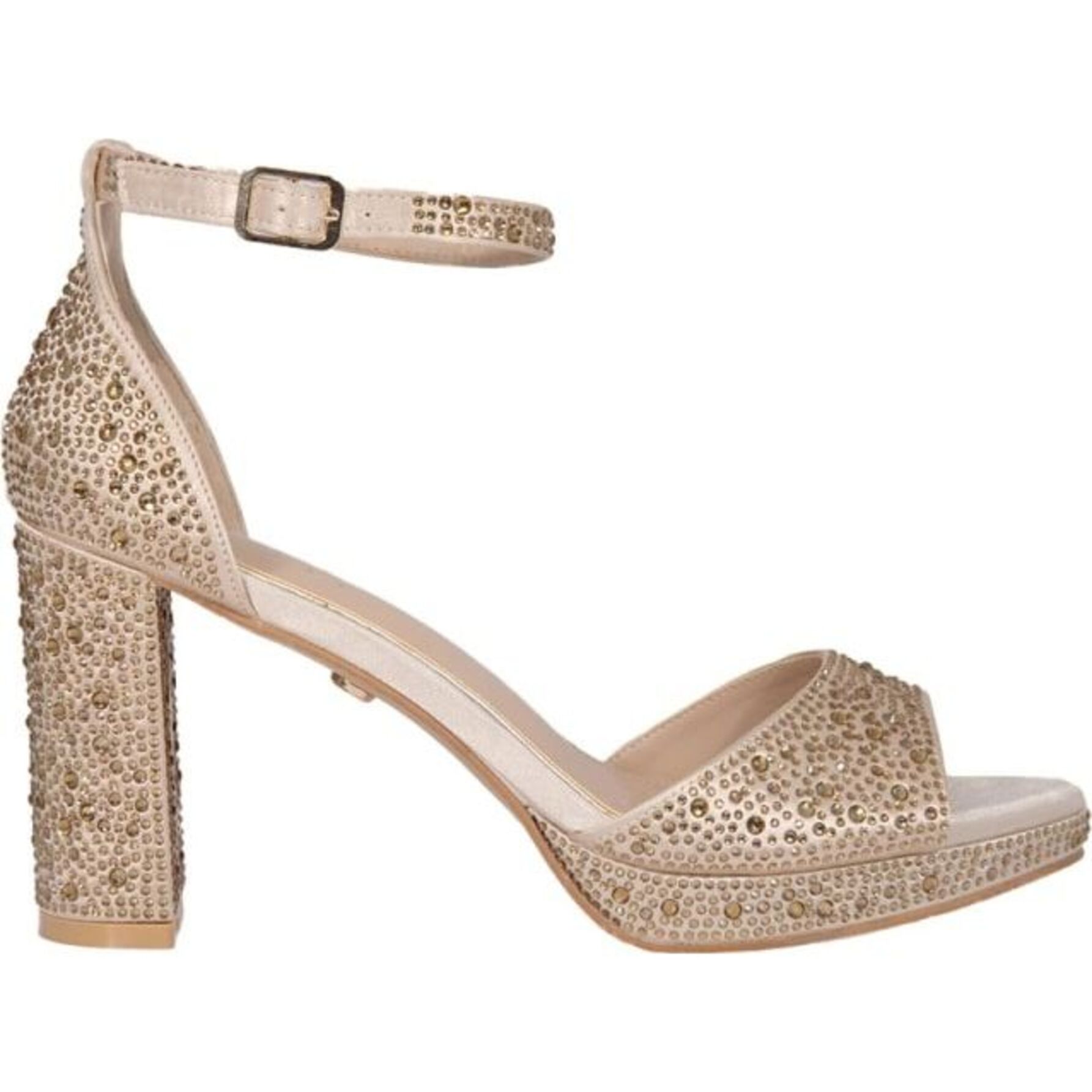 Sandalia para mujer color dorado de tacon y pedreria 1112479