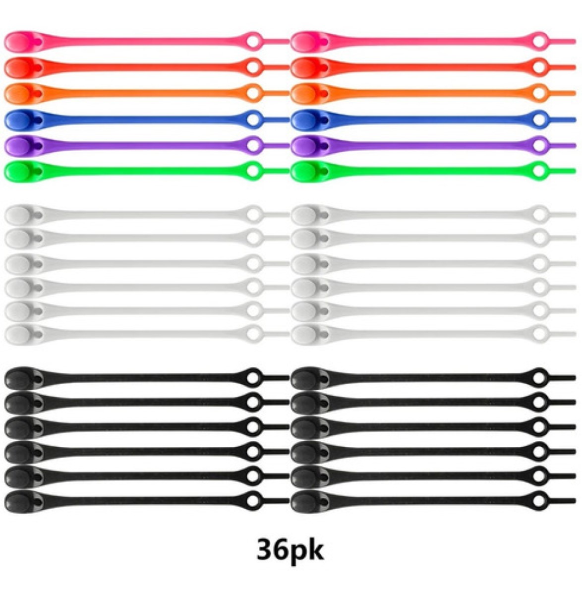 36pk Aqujetas De Silicona Elásticas Para Tenis colores 