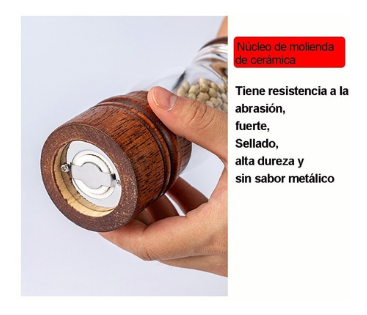 Molinillo De Pimienta Y Sal De Madera Y Acrílico Transparente/marron
