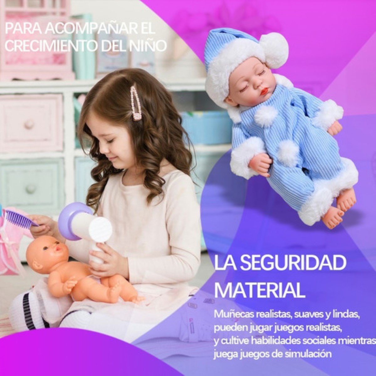 Muñeca Bebé Reborn Vinilo De Cuerpo Entero Lindo ropa azul /blanco