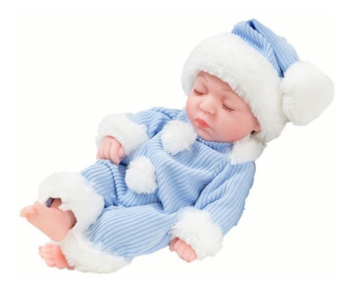Muñeca Bebé Reborn Vinilo De Cuerpo Entero Lindo ropa azul /blanco