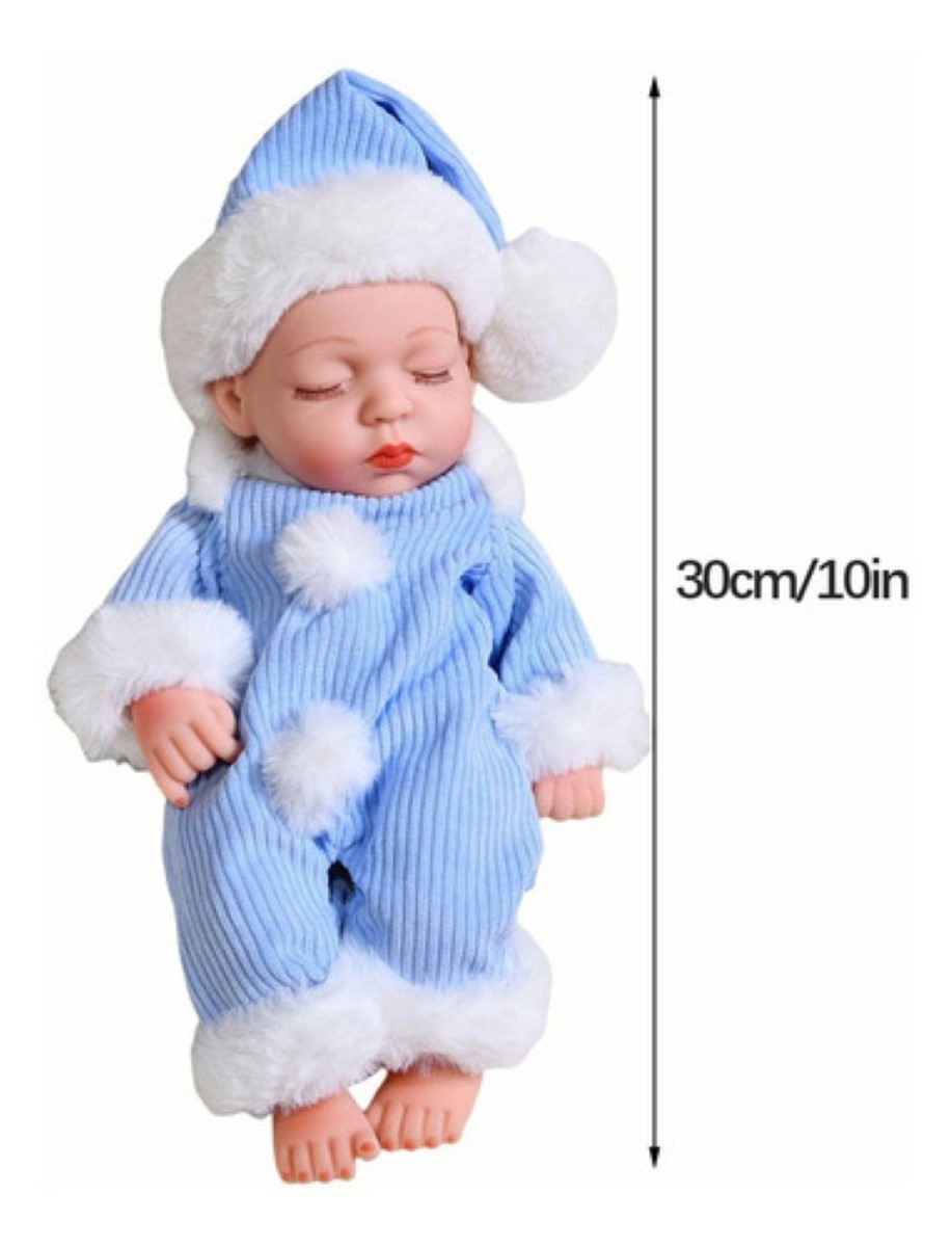 Muñeca Bebé Reborn Vinilo De Cuerpo Entero Lindo ropa azul /blanco