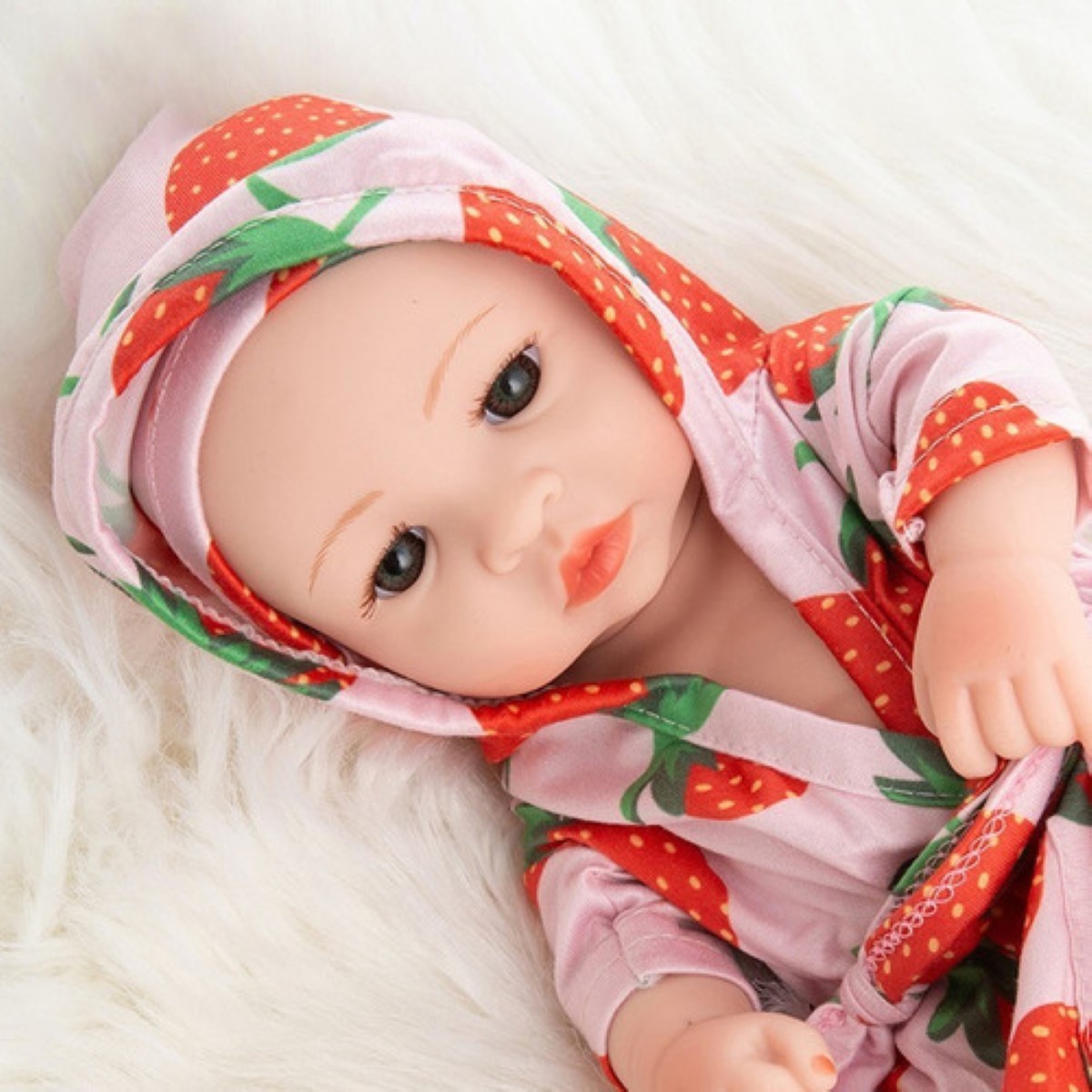 Bebé Reborn Muñeca Realista De Cuerpo Completo 30cm rosa fresas rojas.