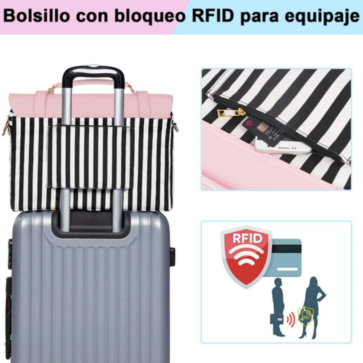 "Maletín Crossbody Para Laptop 15.6 In Bolsa Tote Para Mujer Rosa eallada "